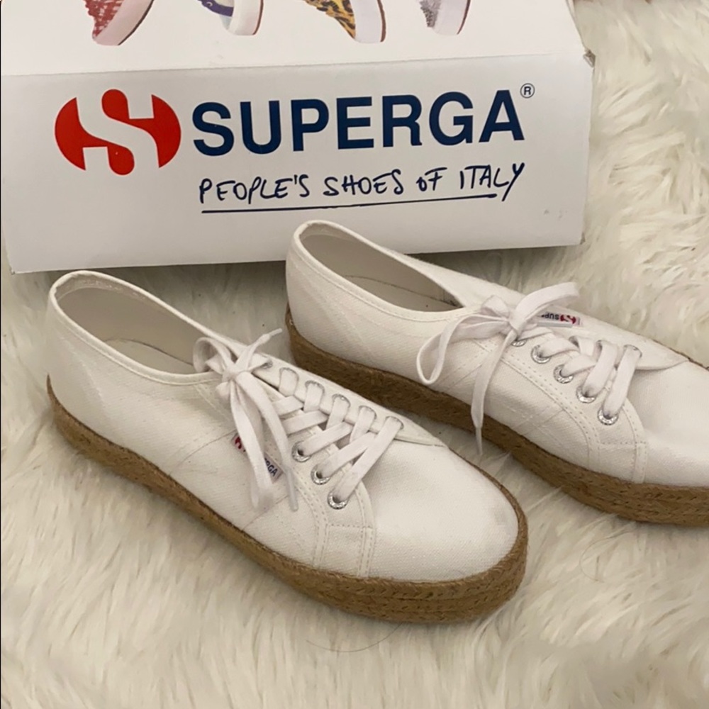 SUPERGA White Platform Sneakers